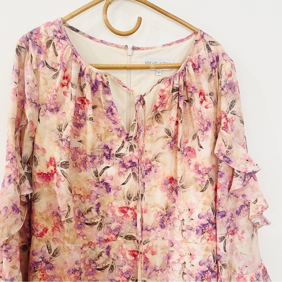 Mikael Aghal flutter sleeve pink floral gown - Picture 5 of 15